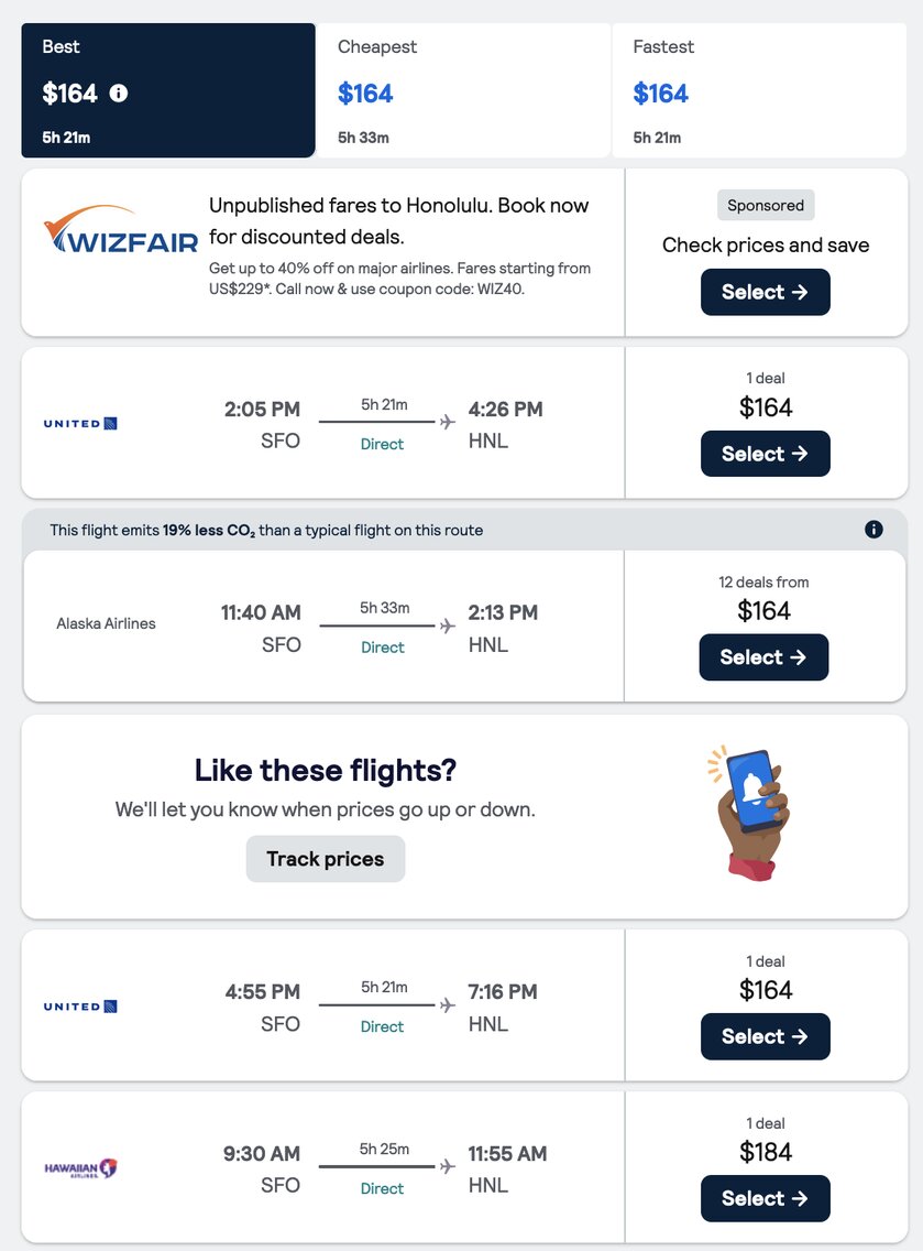 Book flight airway to Hawaii