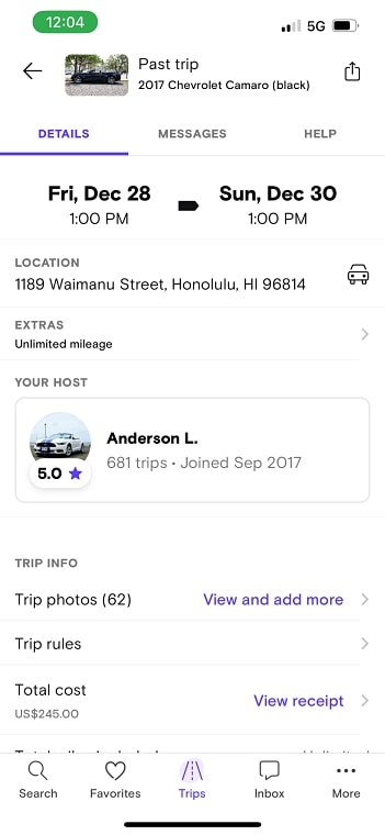 Find car rental on turo.com, Honolulu, Hawaii