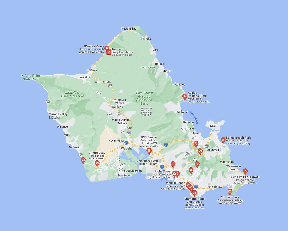 Tourist attractions in Oahu, Hawaii