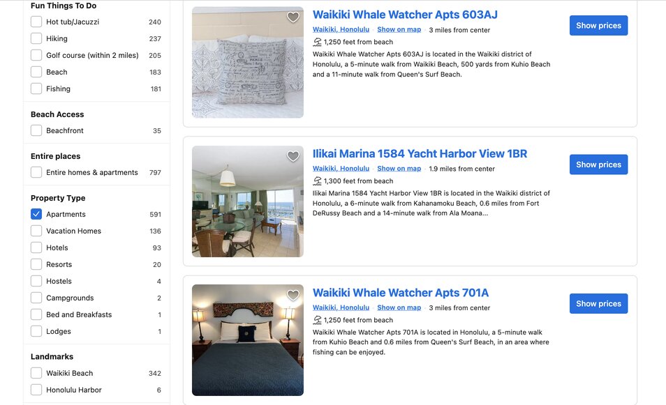 Find apartment on Booking.com, Honolulu, Hawaii